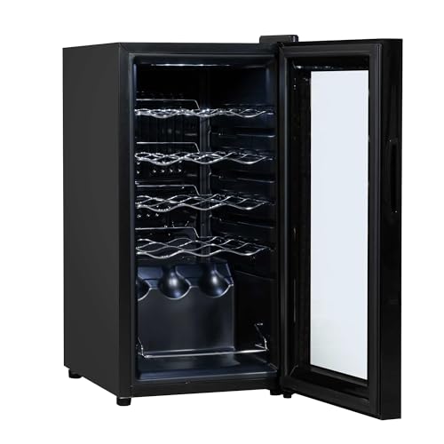 Baridi 28 Bottle Wine Cooler Fridge with Digital Touch Screen Controls & LED Light, Black - DH10