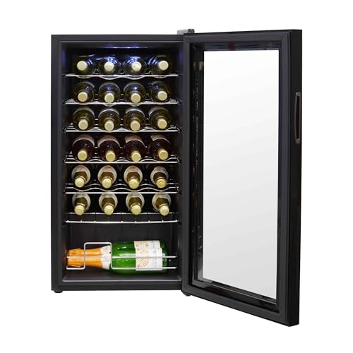 Baridi 28 Bottle Wine Cooler Fridge with Digital Touch Screen Controls & LED Light, Black - DH10