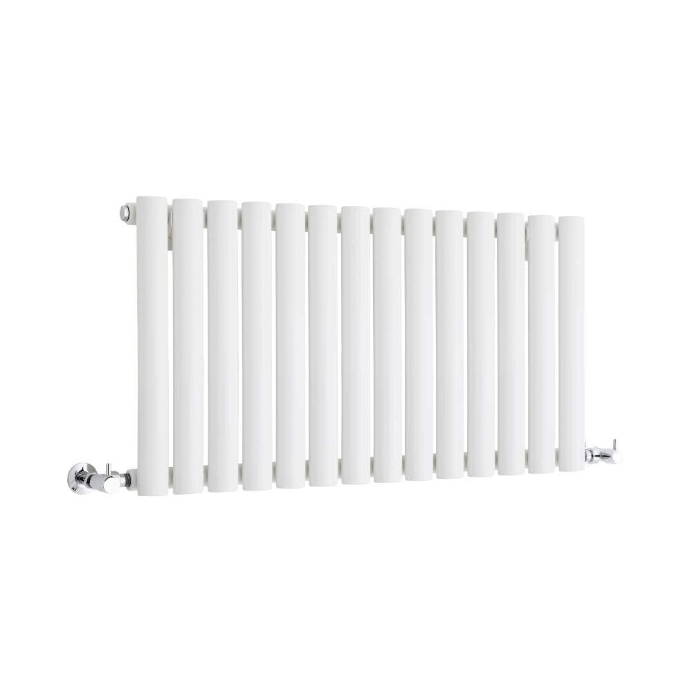 Milano Aruba White Horizontal Single Oval Panel Radiator - 400mm x 1652mm