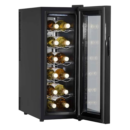 Baridi 28 Bottle Wine Cooler Fridge with Digital Touch Screen Controls & LED Light, Black - DH10