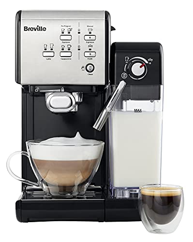 Breville Prima Latte Luxe One Touch Espresso Maker| Espresso, Latte Cappuccino Coffee Maker | 19 Bar Italian Pump | Automatic Milk Frother | ESE Coffee Pod Compatible | Black [VCF166]