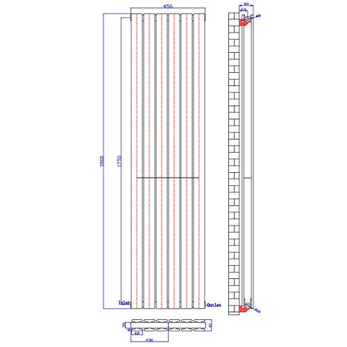 ELEGANT 1600 x 300 mm Vertical Designer Radiator Anthracite Double Flat Panel Column Tall Upright Central Heating Radiators