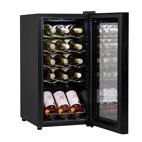 Baridi 28 Bottle Wine Cooler Fridge with Digital Touch Screen Controls & LED Light, Black - DH10