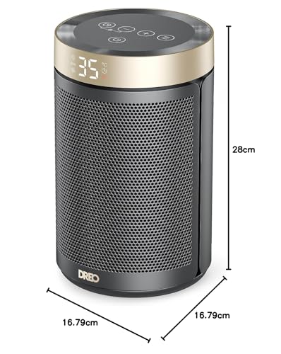 Dreo Electric Heater, 1500W Energy Efficient Space Room Heater, Upgrade Remote Portable Ceramic Fan Heaters, Thermostat, 3 Modes 12H Timer, Overheat & Tip Over Protection, for Bedroom, Atom 316, Gold