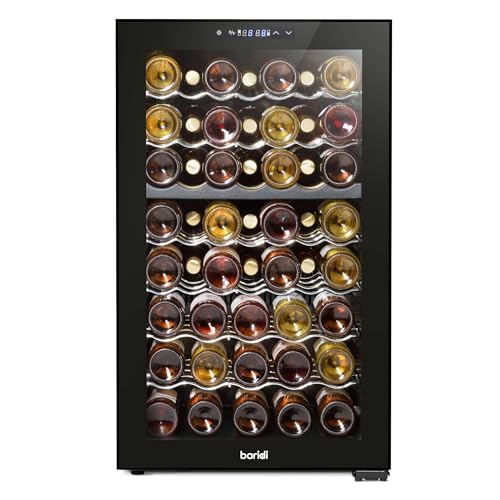 Baridi 28 Bottle Wine Cooler Fridge with Digital Touch Screen Controls & LED Light, Black - DH10