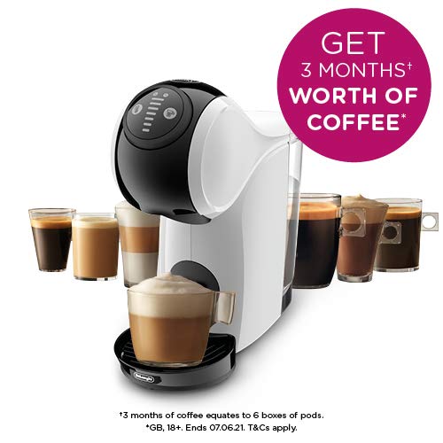 NESCAFÉ De'Longhi Dolce Gusto EDG225.W Automatic Coffee Machine Genio S Pod Coffee Machine, compact design, adjustable drink size, 0,8L removable water tank, White White Machine