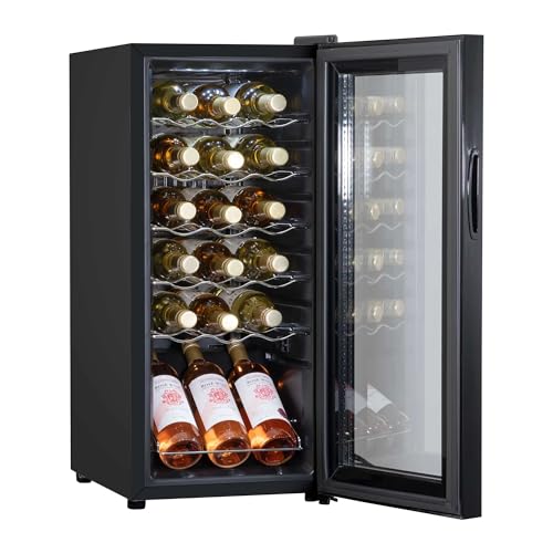 Baridi 28 Bottle Wine Cooler Fridge with Digital Touch Screen Controls & LED Light, Black - DH10