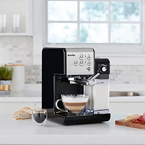 Breville Prima Latte Luxe One Touch Espresso Maker| Espresso, Latte Cappuccino Coffee Maker | 19 Bar Italian Pump | Automatic Milk Frother | ESE Coffee Pod Compatible | Black [VCF166]
