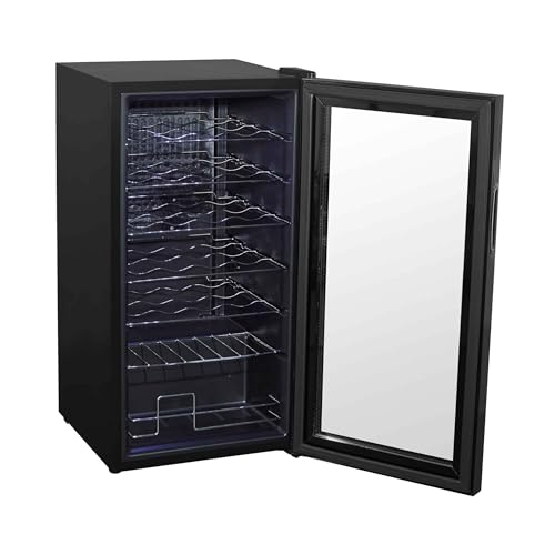 Baridi 28 Bottle Wine Cooler Fridge with Digital Touch Screen Controls & LED Light, Black - DH10