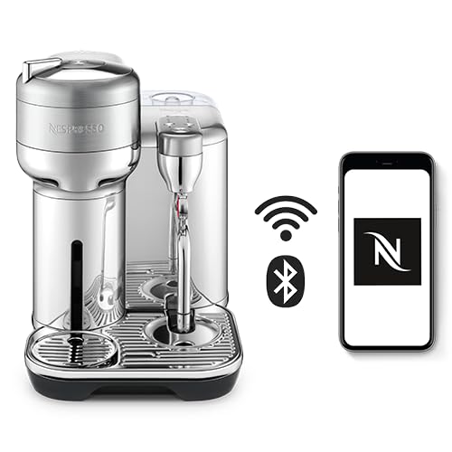 Nespresso Vertuo Creatista Automatic Pod Coffee Machine with Milk Frother Wand for Cappuccino, Flat White and Espresso by Sage, Stainless Steel