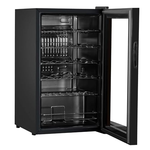 Baridi 28 Bottle Wine Cooler Fridge with Digital Touch Screen Controls & LED Light, Black - DH10