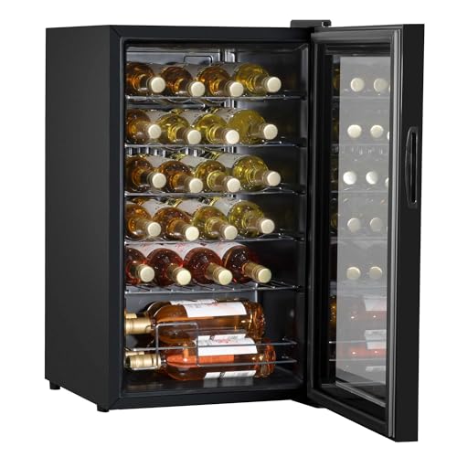 Baridi 28 Bottle Wine Cooler Fridge with Digital Touch Screen Controls & LED Light, Black - DH10