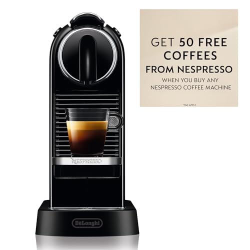 Nespresso De'Longhi CitiZ EN167.B, Capsule, Single-Serve Pod Coffee Machine, Compact Design, 19 Bar Pressure, 2 Cup Sizes, Welcome Set Included, Black, 1260 W