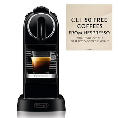 Nespresso De'Longhi CitiZ EN167.B, Capsule, Single-Serve Pod Coffee Machine, Compact Design, 19 Bar Pressure, 2 Cup Sizes, Welcome Set Included, Black, 1260 W