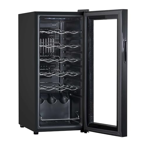 Baridi 28 Bottle Wine Cooler Fridge with Digital Touch Screen Controls & LED Light, Black - DH10