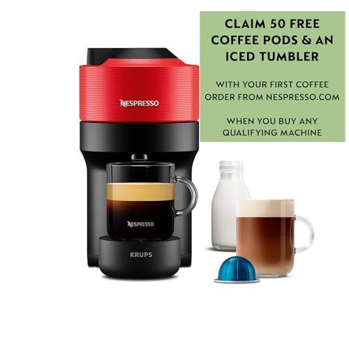 Nespresso Krups Vertuo Pop Coffee Pod Machine, Baritsa Bundle, includes White Vertuo Pop Coffee Pod Machine, 1x Milk Frother, 2x Mugs, 2x spoons, Melozio coffee pods & Chiaro coffee pods