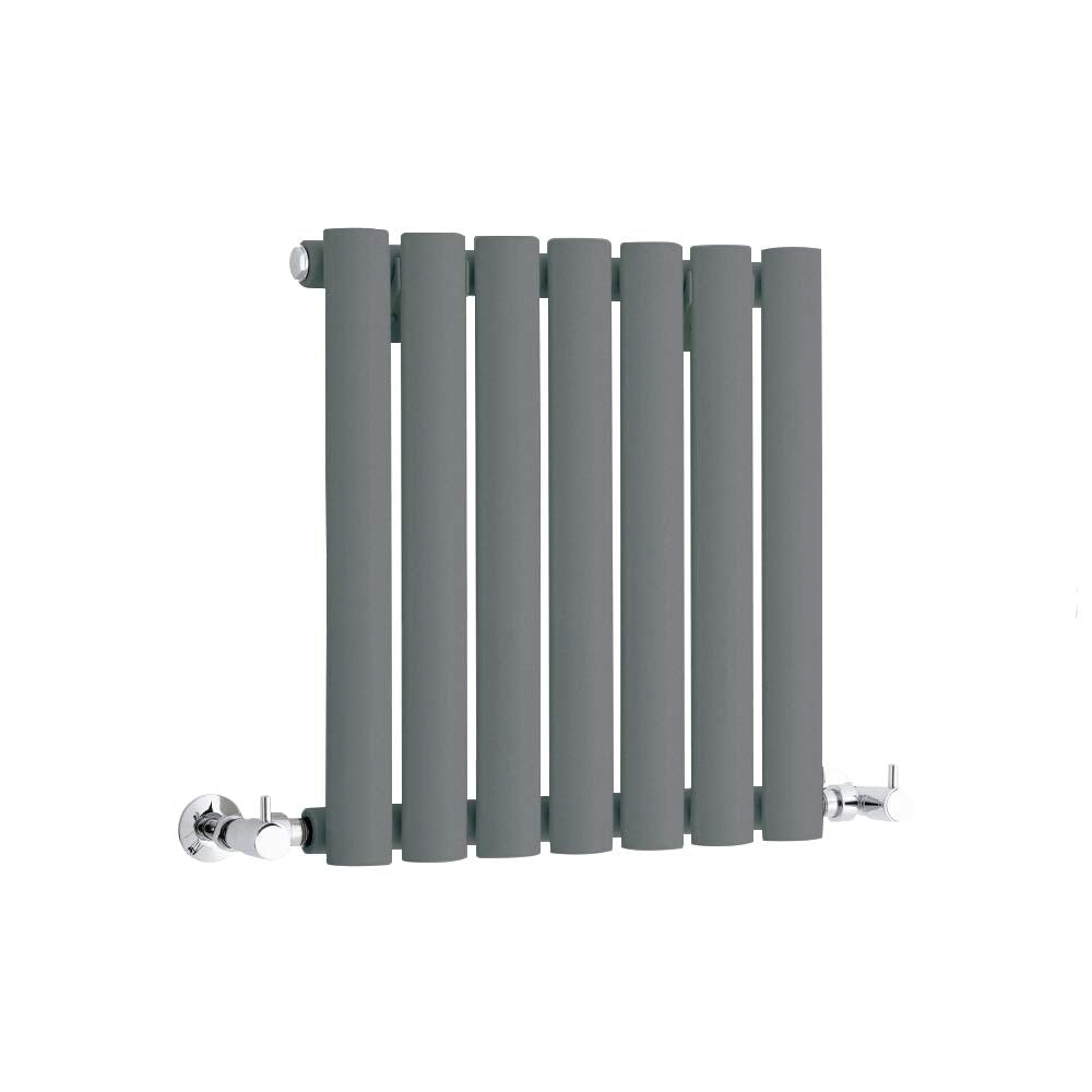 Milano Aruba - Anthracite Horizontal Single Oval Panel Radiator - 400mm x 413mm