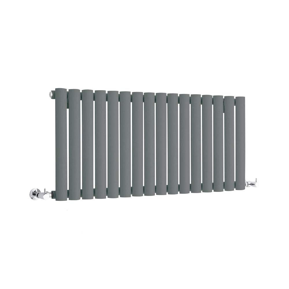 Milano Aruba - Anthracite Horizontal Single Oval Panel Radiator - 400mm x 413mm