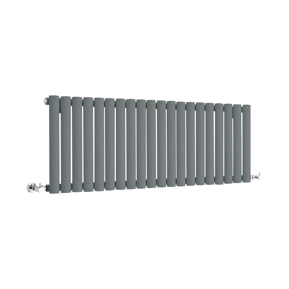 Milano Aruba - Anthracite Horizontal Single Oval Panel Radiator - 400mm x 413mm