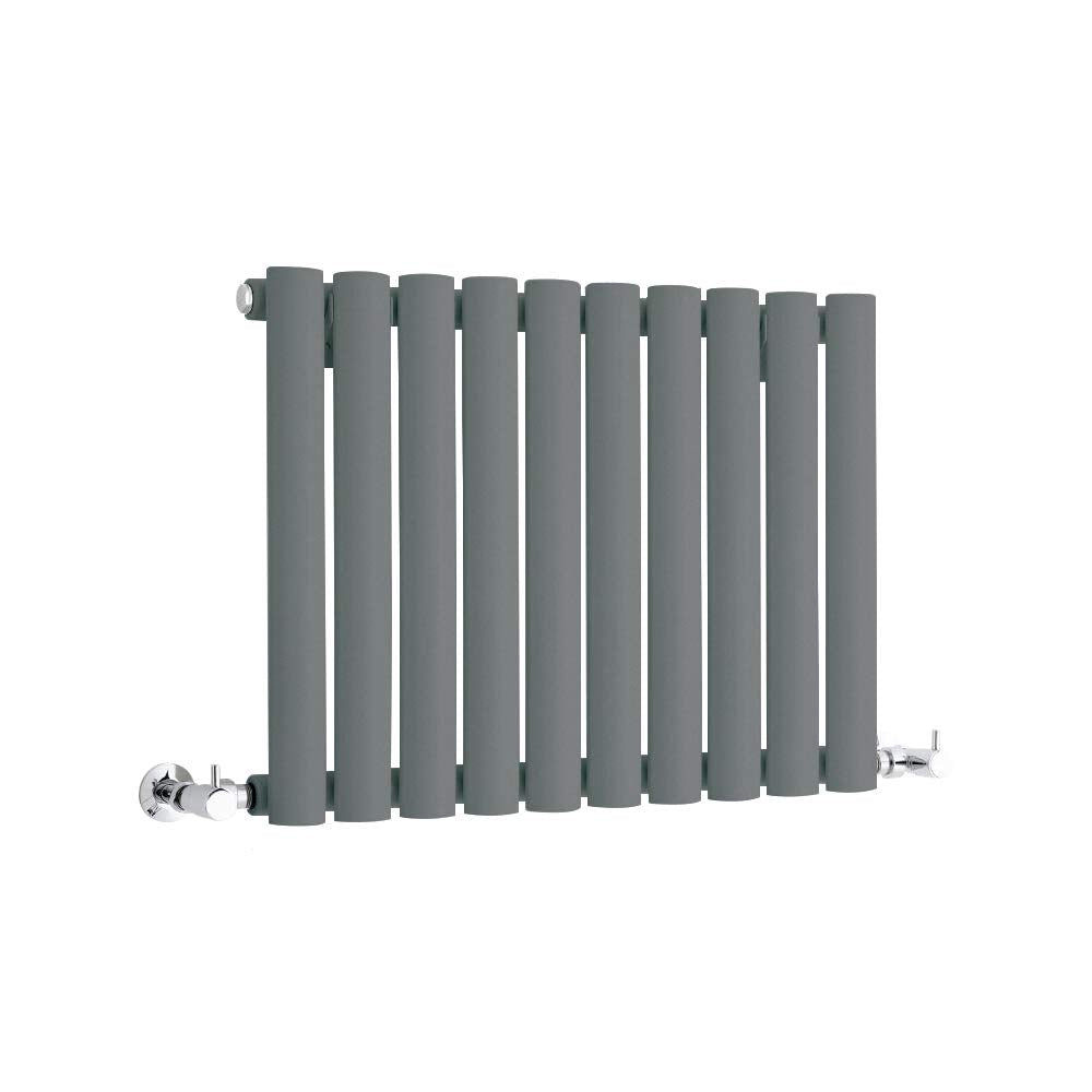 Milano Aruba - Anthracite Horizontal Single Oval Panel Radiator - 400mm x 413mm