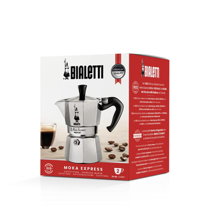 Bialetti Moka Express Aluminium Stovetop Coffee Maker, Silver, 1 Cup