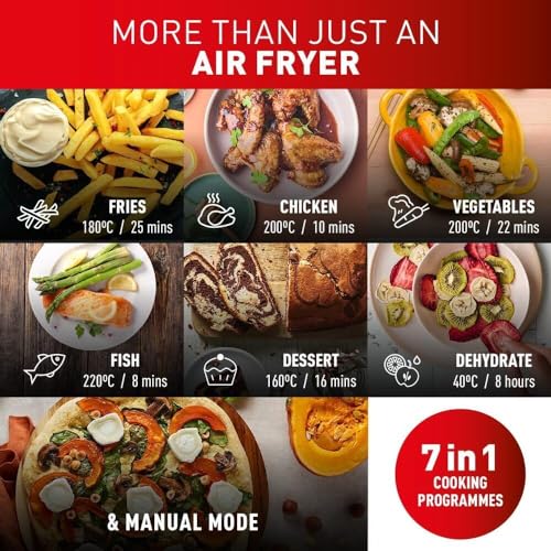 Tefal XXL Dual Easy Fry 11L Air Fryer, Dual Drawer, No Oil, Extra Crisp, Roast, Bake, Reheat, Dehydrate, 7 Pre-set Programs, Dishwasher Safe, 8+ Portions, Java-Grey, EY942BG0
