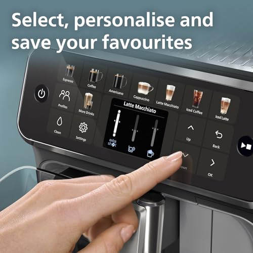 Philips 5500 Series Bean to Cup Coffee Machine – 20 Hot & Iced drinks, LatteGo Milk Frother, Fastest-to-Clean, 40% Quieter, Ceramic Grinder, Fully Automatic Espresso & Cappuccino maker – EP5546/70