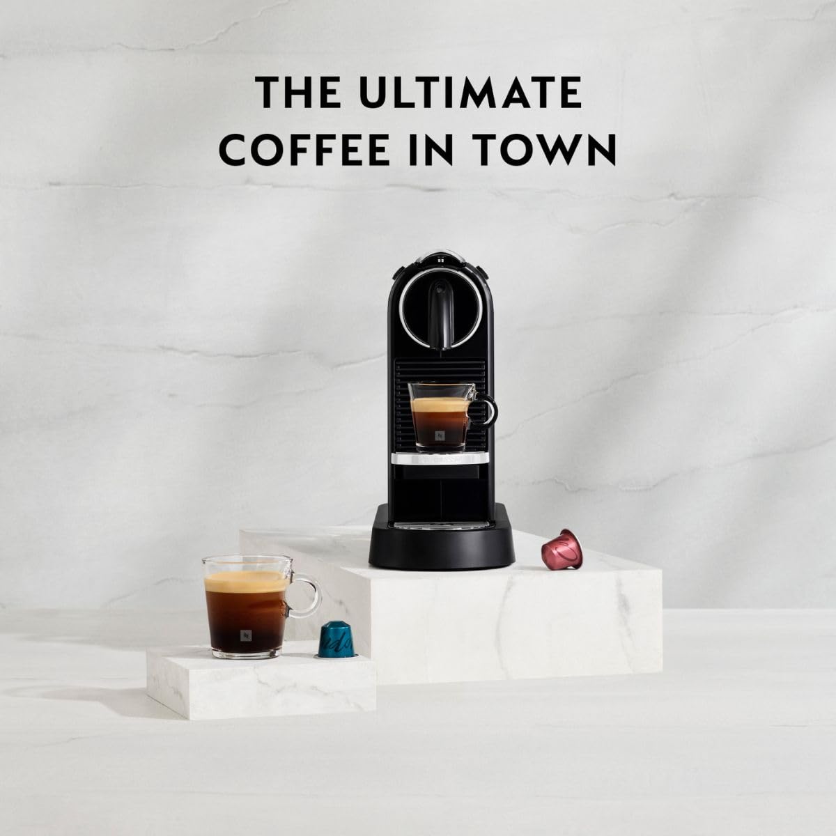 Nespresso De'Longhi CitiZ EN167.B, Capsule, Single-Serve Pod Coffee Machine, Compact Design, 19 Bar Pressure, 2 Cup Sizes, Welcome Set Included, Black, 1260 W