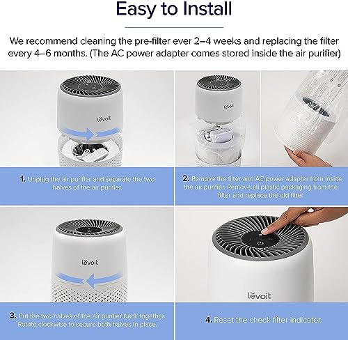 LEVOIT Air Purifier for Bedroom Home, Quiet HEPA Filter Cleaner with Fragrance Sponge & 3 Speed for Better Sleep, Air Frenshener, Allergies, Dust, Pet Dander, Odour, Smoke, Office, Desktop, Core Mini