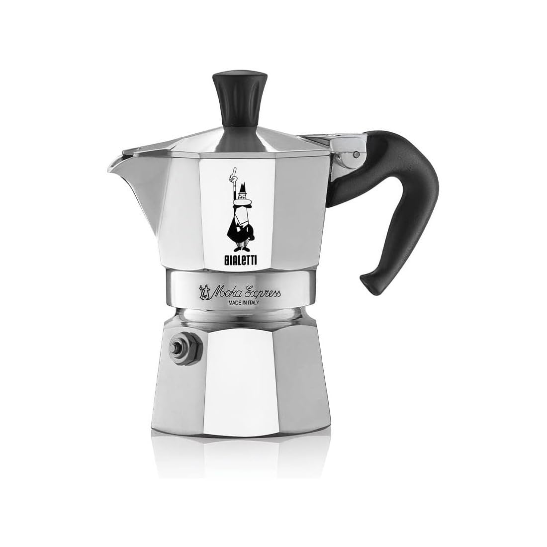 Bialetti Moka Express Aluminium Stovetop Coffee Maker, Silver, 1 Cup