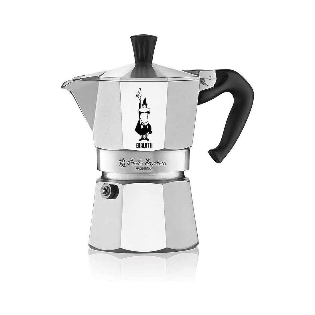 Bialetti Moka Express Aluminium Stovetop Coffee Maker, Silver, 1 Cup