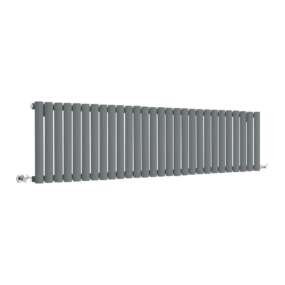 Milano Aruba Anthracite Horizontal Single Oval Panel Radiator - 400mm x 413mm