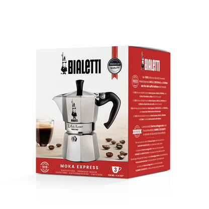 Bialetti Moka Express Aluminium Stovetop Coffee Maker, Silver, 1 Cup