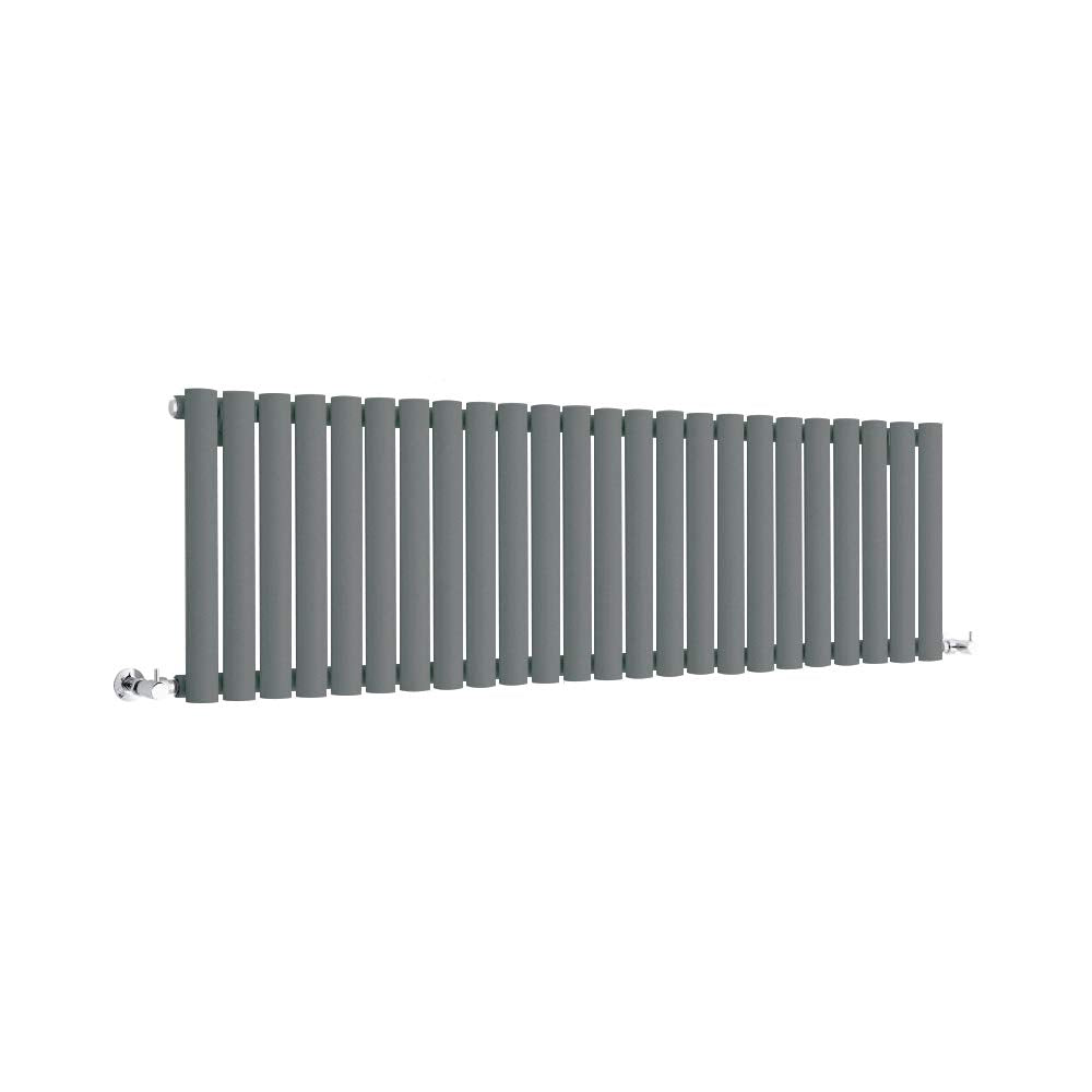 Milano Aruba Anthracite Horizontal Single Oval Panel Radiator - 400mm x 413mm