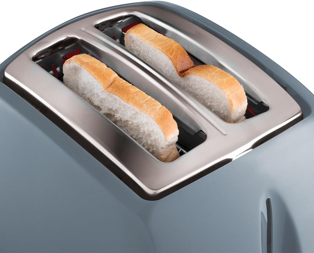 Russell Hobbs 21274 Textures Kettle, Plastic, 3000 W, 1.7 Litres, Grey with Hobbs 21644 Textures Toaster, Plastic, 850 W, Grey