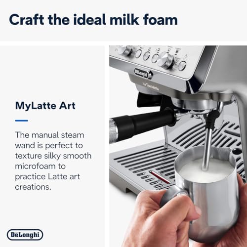 De'Longhi La Specialista Arte EC9155.W, Barista Pump Espresso Machine, Bean to Cup Coffee and Cappuccino Maker, 8 Grinding Settings, MyLatte Art Frothing Wand, 1550W, White