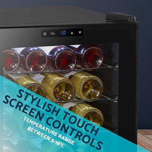 Baridi 28 Bottle Wine Cooler Fridge with Digital Touch Screen Controls & LED Light, Black - DH10