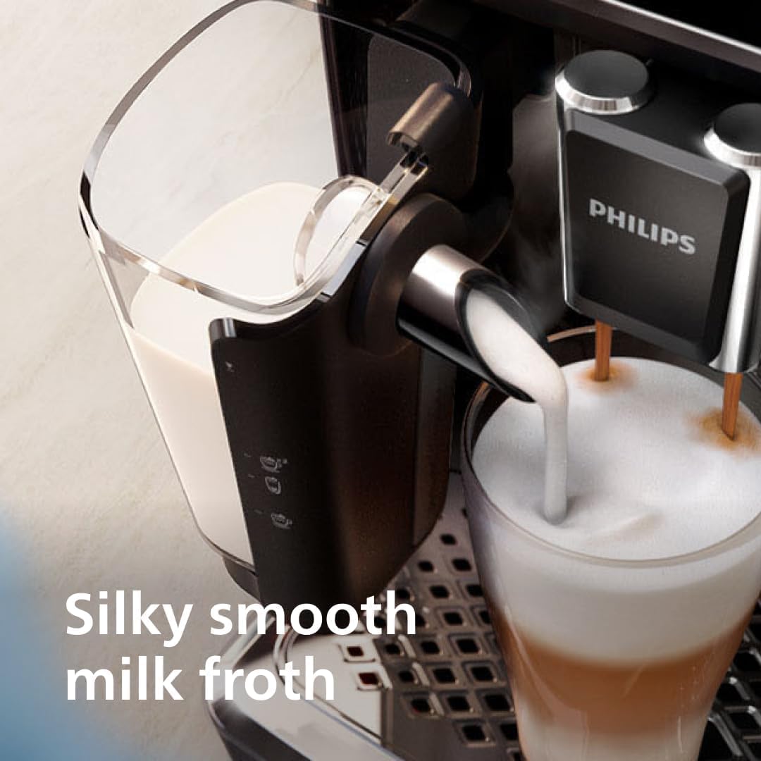 Philips 5400 Series Fully Automatic Espresso Machine - 12 Coffees, Easy-To-Clean LatteGo Milk System, Intuitive Display, Customizable Coffee Settings, Sleek Design(EP5446/70)