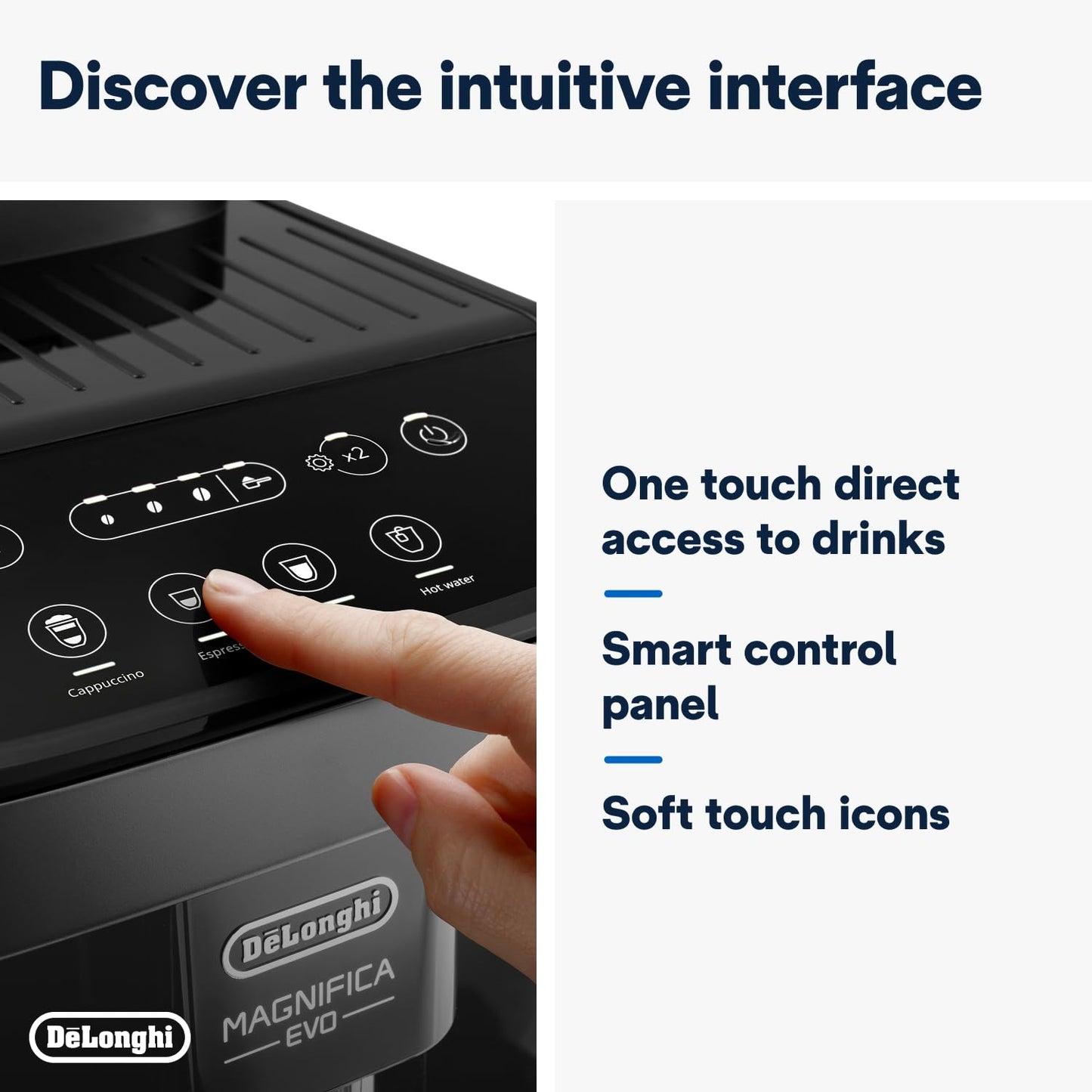 De'Longhi Magnifica Evo, Bean to Cup Coffee and Cappuccino Maker, 1450 watts, 250g bean container, 1.8L water container, ECAM292.81.B, Plastic, Black