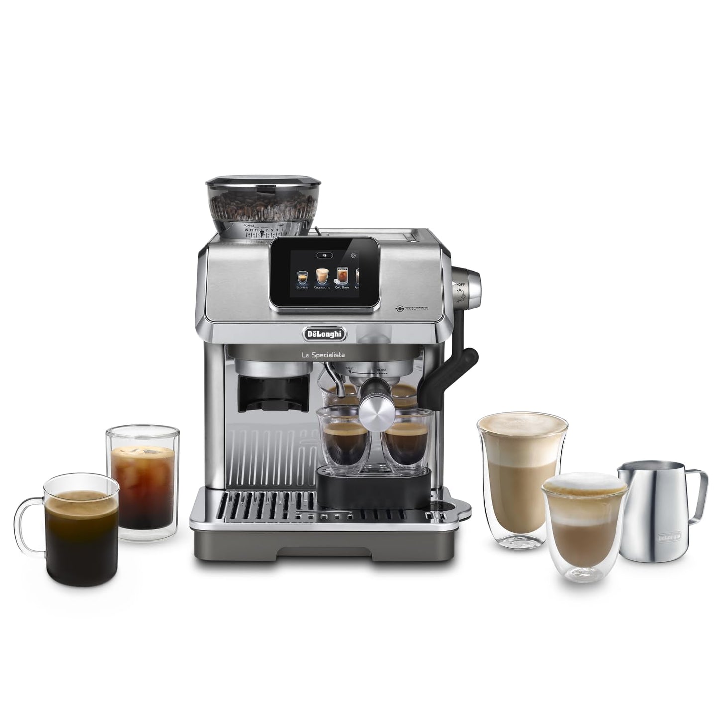 De'Longhi La Specialista Arte EC9155.W, Barista Pump Espresso Machine, Bean to Cup Coffee and Cappuccino Maker, 8 Grinding Settings, MyLatte Art Frothing Wand, 1550W, White