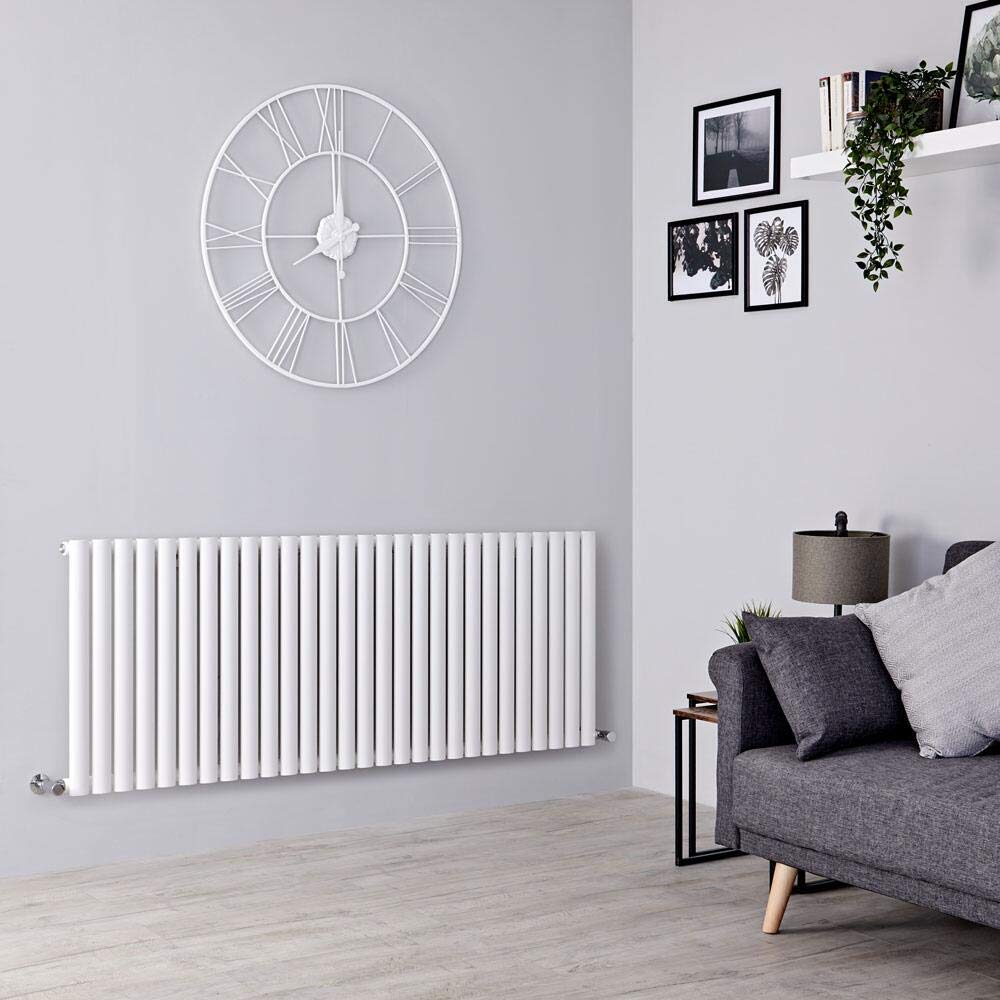 Milano Aruba - Anthracite Horizontal Single Oval Panel Radiator - 400mm x 413mm