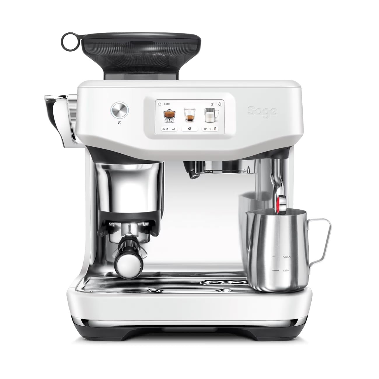 Sage - The Barista Touch Impress - Bean to Cup Coffee Machine with Grinder and Milk Frother, Cappuchino, Latte, Espresso Maker, Easy to Use, 8 Presets, With Milk Jug, 1700 W, Brushed Stainless Steel
