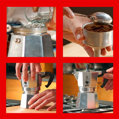 Bialetti Moka Express Aluminium Stovetop Coffee Maker, Silver, 1 Cup
