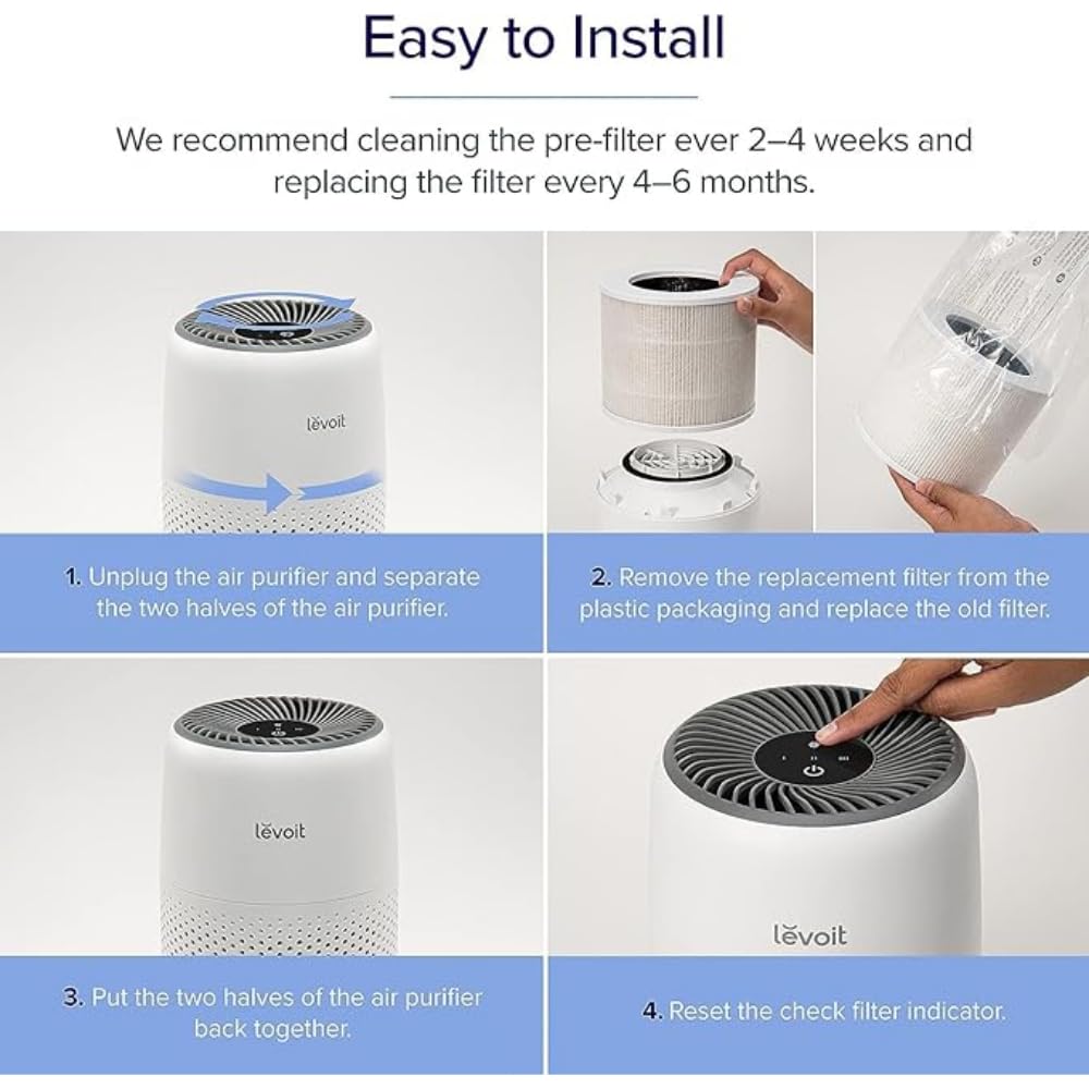 LEVOIT Air Purifier for Bedroom Home, Quiet HEPA Filter Cleaner with Fragrance Sponge & 3 Speed for Better Sleep, Air Frenshener, Allergies, Dust, Pet Dander, Odour, Smoke, Office, Desktop, Core Mini