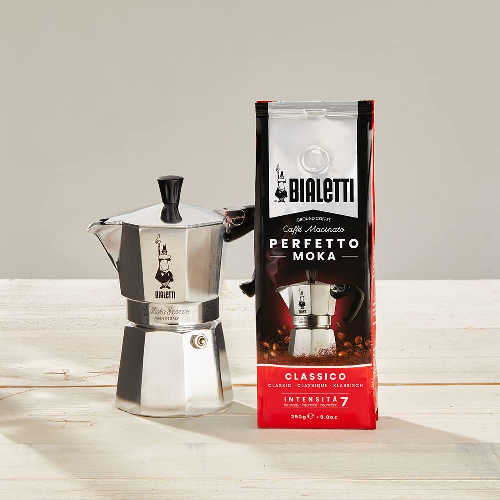 Bialetti Moka Express Aluminium Stovetop Coffee Maker, Silver, 1 Cup