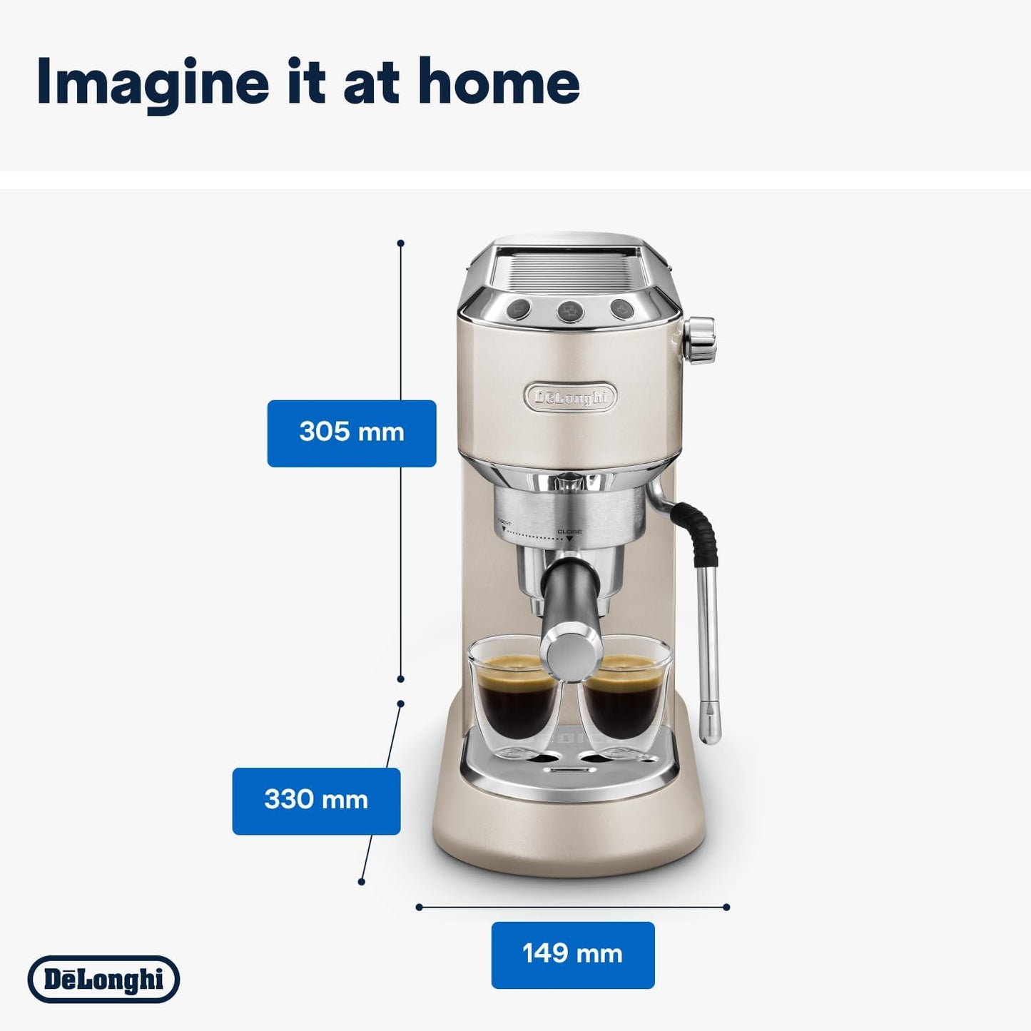 De'Longhi Dedica Arte EC885.BG, Traditional Barista Pump Espresso Machine, Manual Coffee Machine, My LatteArt Steam Wand, Compact Design 15cm Wide, Fit Mug Up to 13cm, Beige