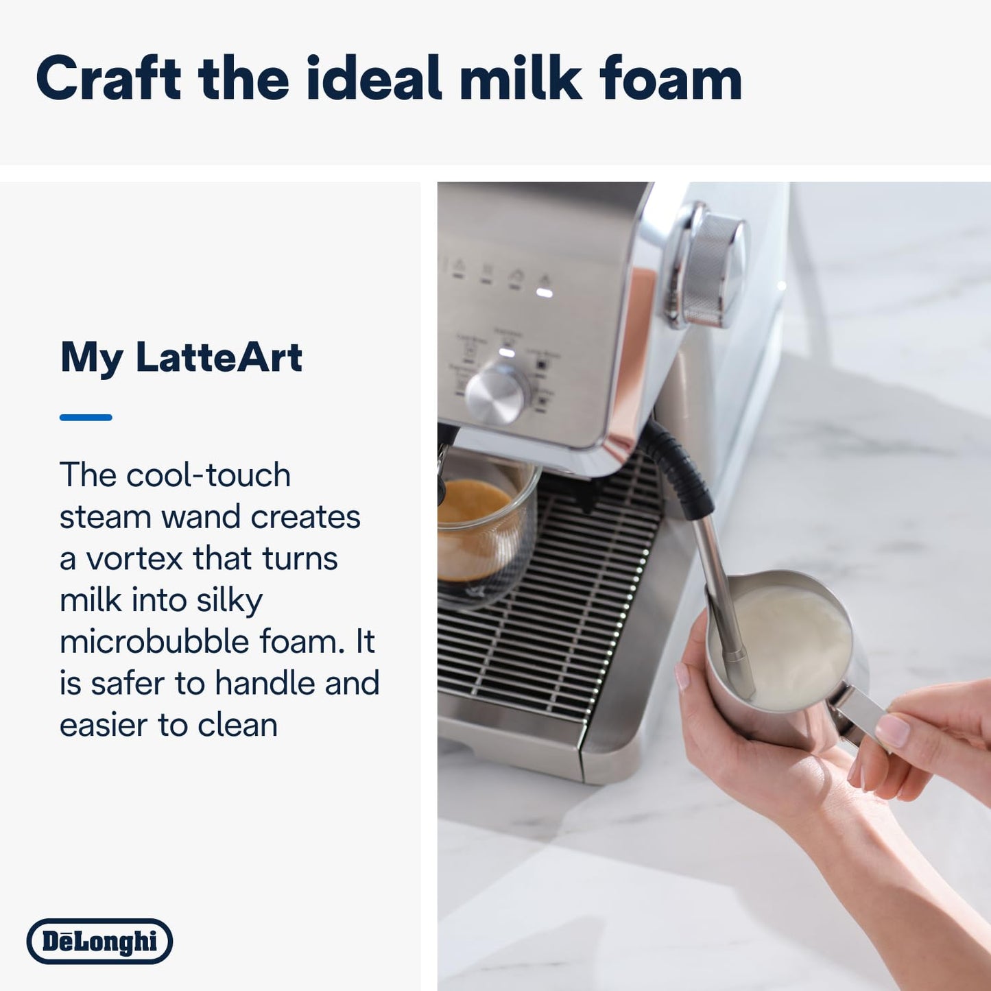 De'Longhi La Specialista Arte EC9155.W, Barista Pump Espresso Machine, Bean to Cup Coffee and Cappuccino Maker, 8 Grinding Settings, MyLatte Art Frothing Wand, 1550W, White