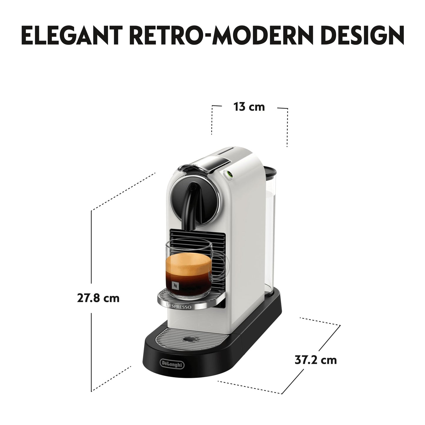 Nespresso Citiz Coffee Machine by De'Longhi for Original Coffee Pods, Italian Inspired Espresso, Quality Coffee, Starter Capsule Set Included, EN167.W, White