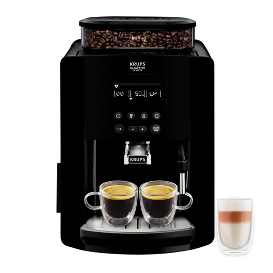 KRUPS Arabica Digital Automatic Coffee Machine, Bean to Cup, Espresso & Cappuccino Maker, 1.7 litre Water Tank, Silver, EA817840