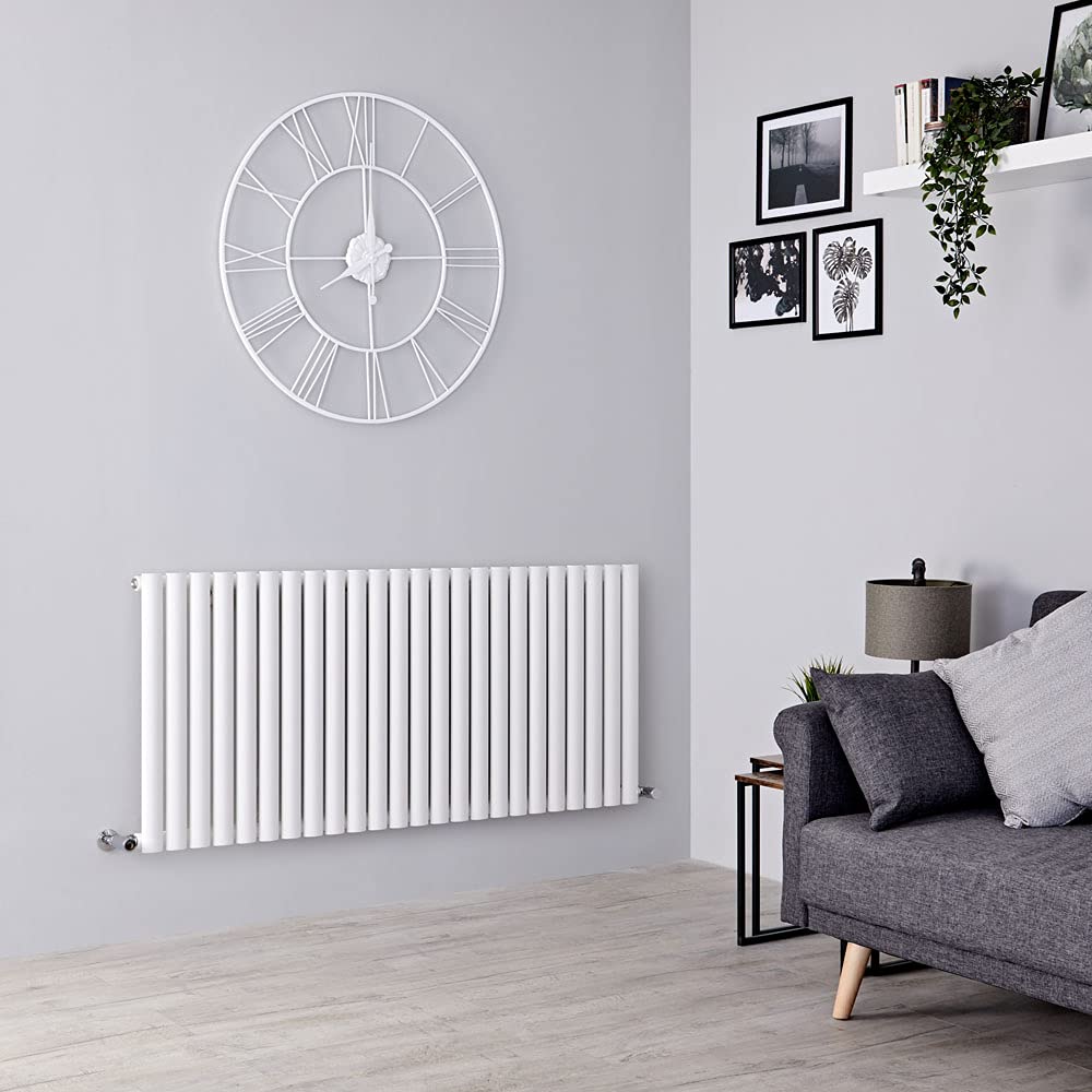 Milano Aruba White Horizontal Single Oval Panel Radiator - 400mm x 1652mm